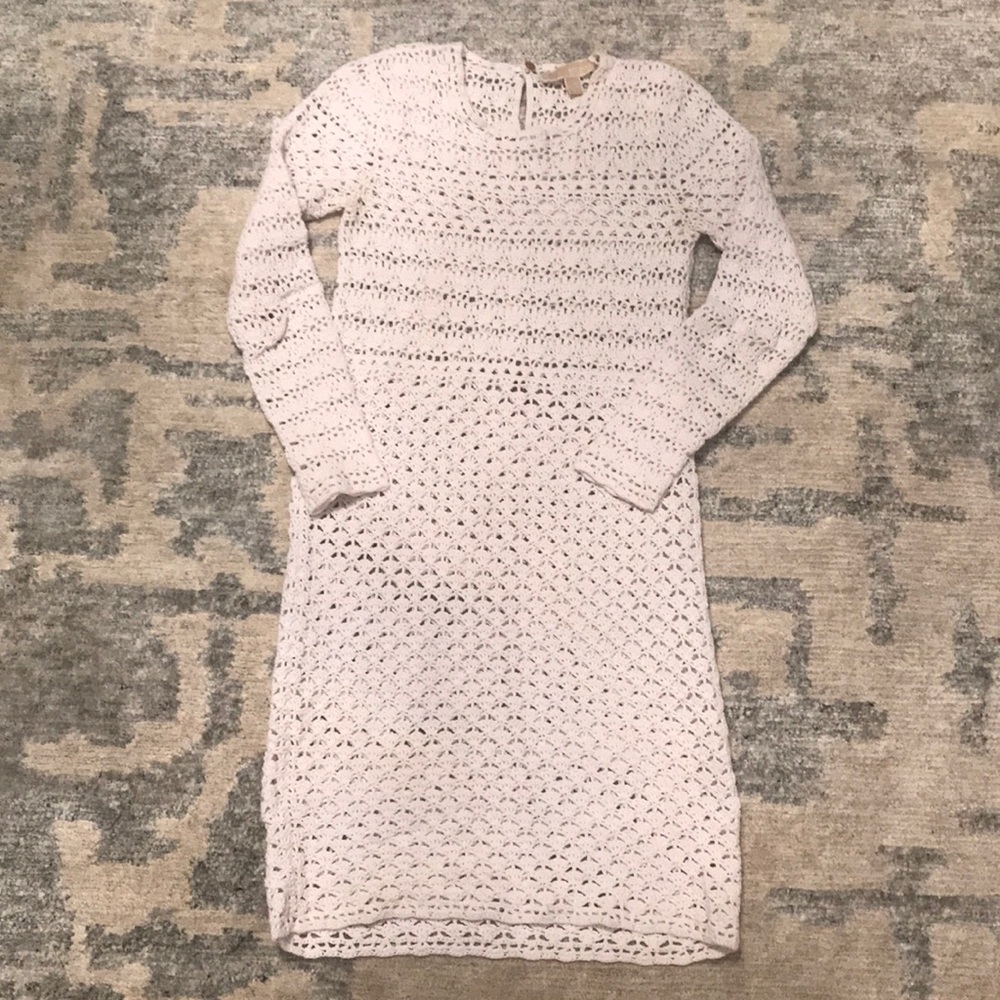 Michael Kors White eyelet dress with nude slip